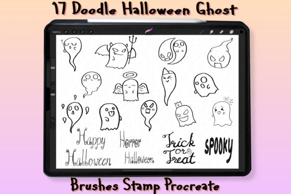 17 Ghost Brush Stamp Procreate for Halloween Art
