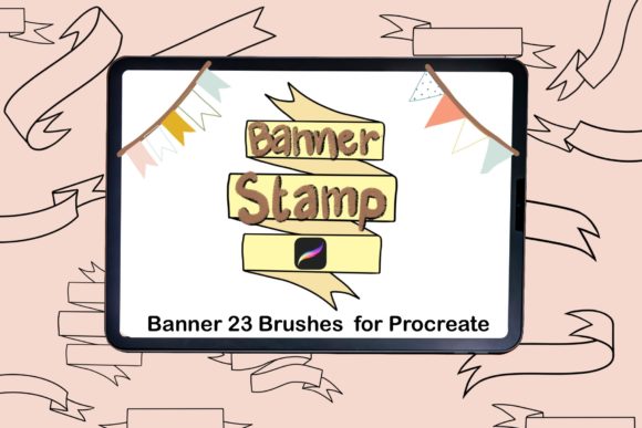 23 Banner Brush Stamps for Procreate
