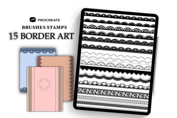 Border Art: 15 Procreate Lace Stamps