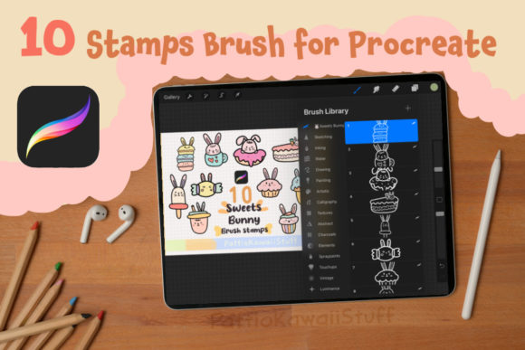 Cute Bunny Dessert Stamps for Procreate
