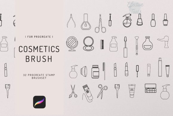 Elevate Your Digital Art with the 32 Procreate Beauty Set Stamp Brush Collection
