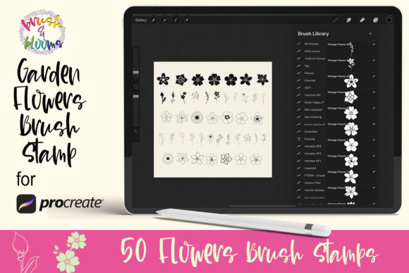Evaluating the Procreate Brush Stamp 50 Garden Flowers for Digital Design
