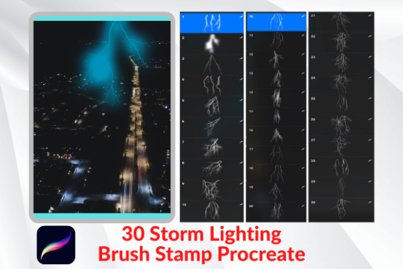 Master Lightning Effects with Brush Stamp Procreate 30 Bolt