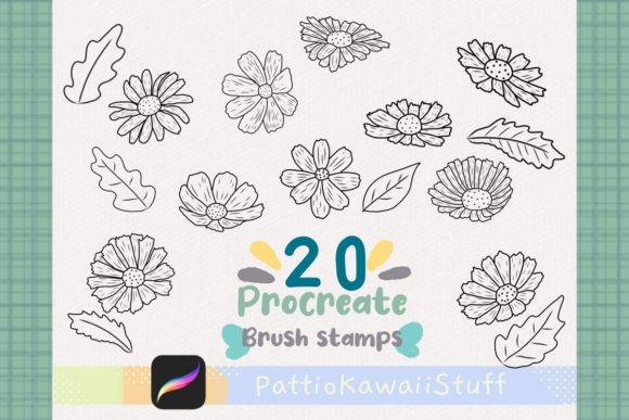Procreate Brush Stamp Daisy Wild Flower: Kawaii Stamps for Art