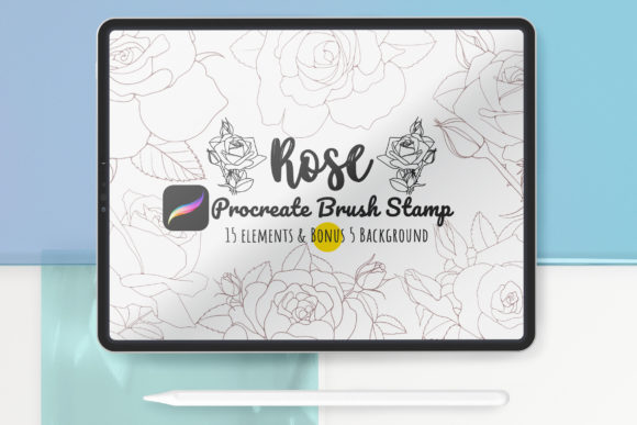 Procreate Brush Stamp Set 15 Rose Flower
